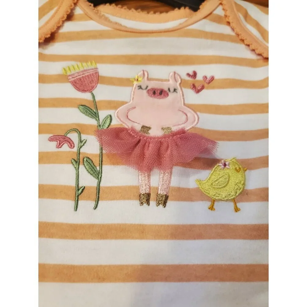 Infant John Deere One-piece Romper (2) Girls‎ 6/9 Months Spring Summer Chick Pig
